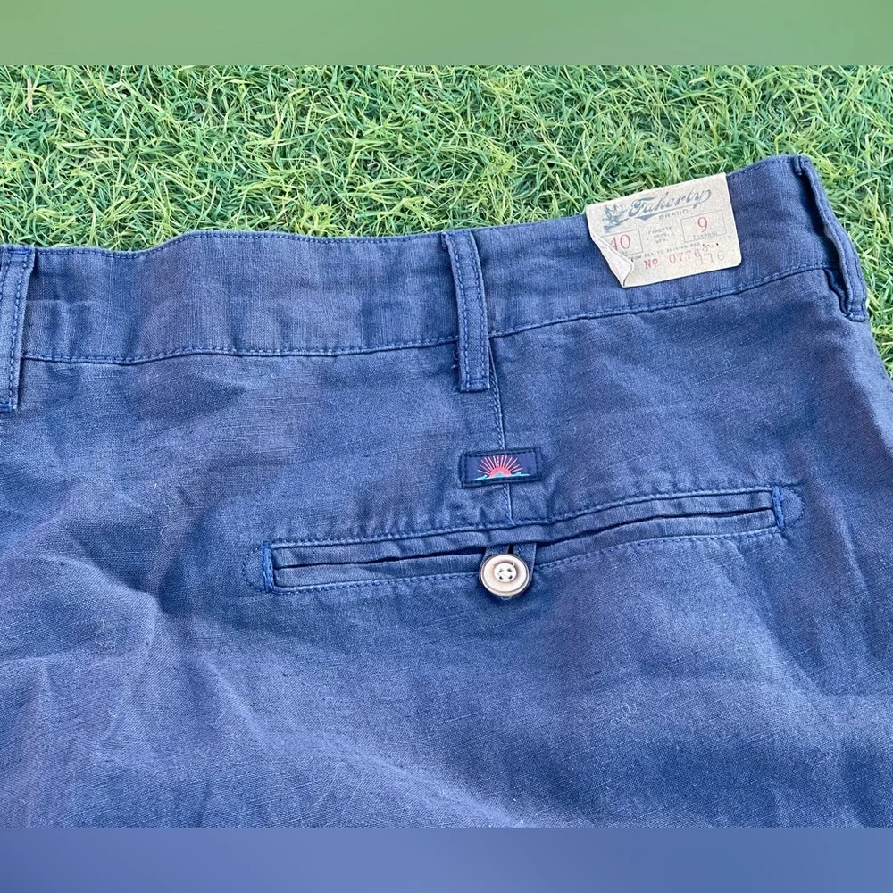 Faherty Malibu Shorts Mens Lightweight Linen Blend Navy Chinos
